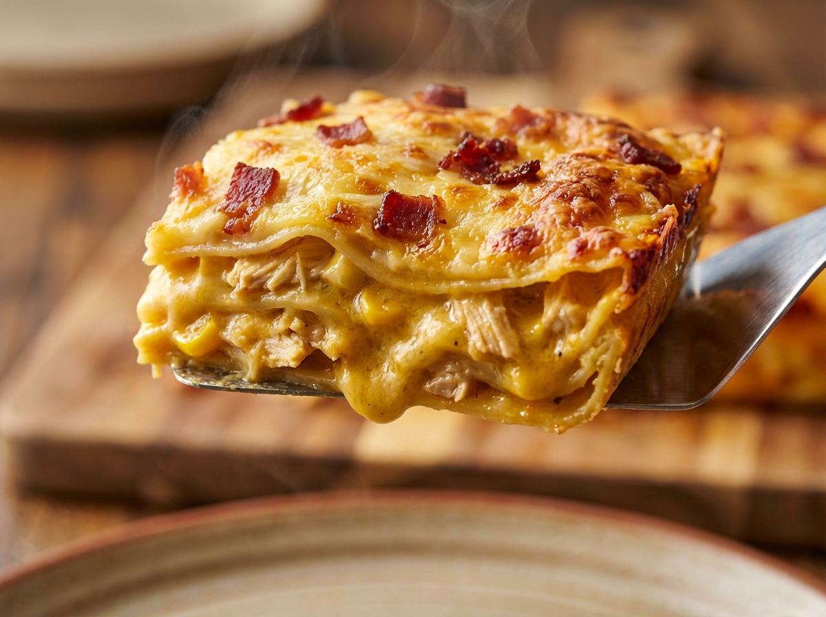 Lasanha de Frango com Creme de Milho e Bacon