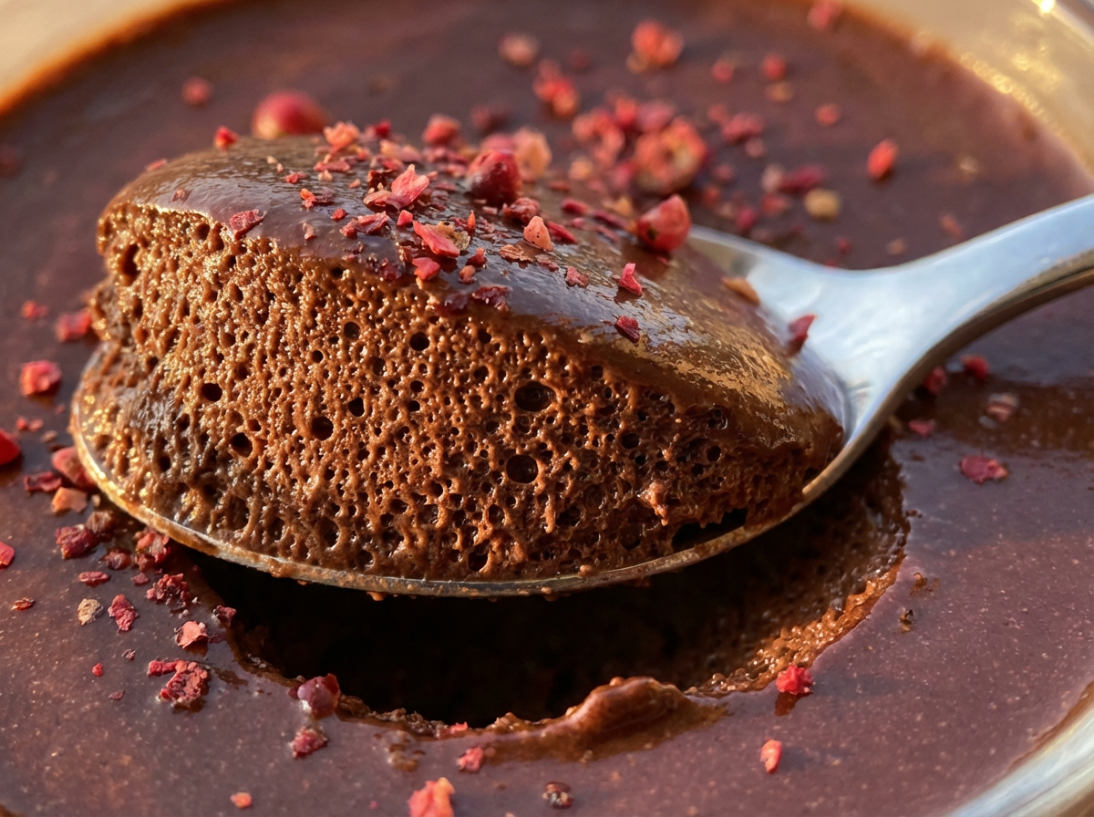 Mousse de Chocolate com Pimenta Rosa
