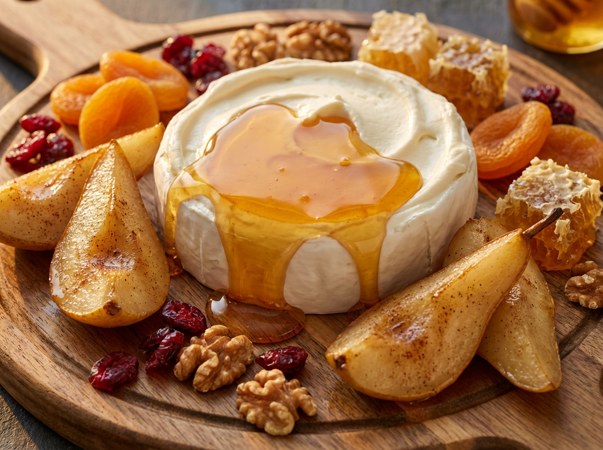 Creme de Brie com Piscina de Mel e Pêras Assadas