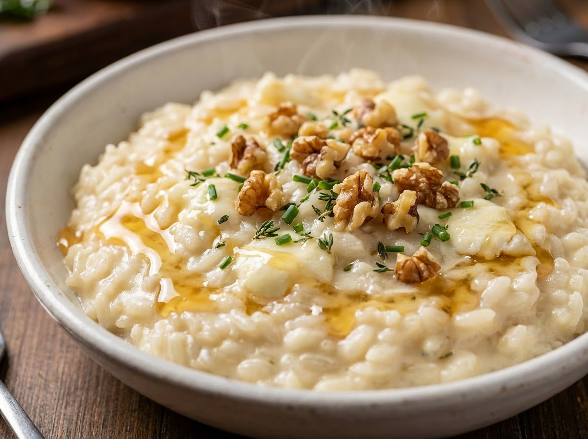 Risoto de Queijo de Cabra com Mel e Nozes