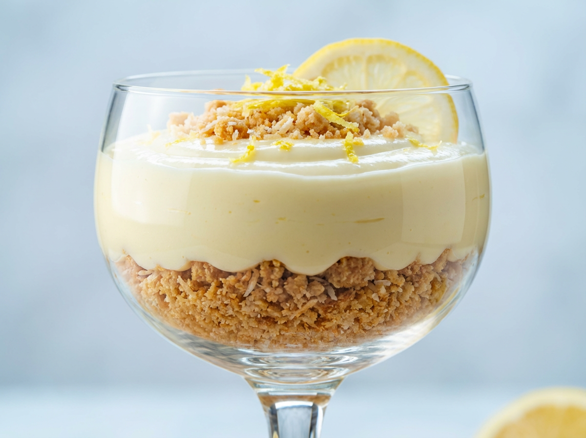 Pavê de Limão com Farofa de Biscoito e Coco