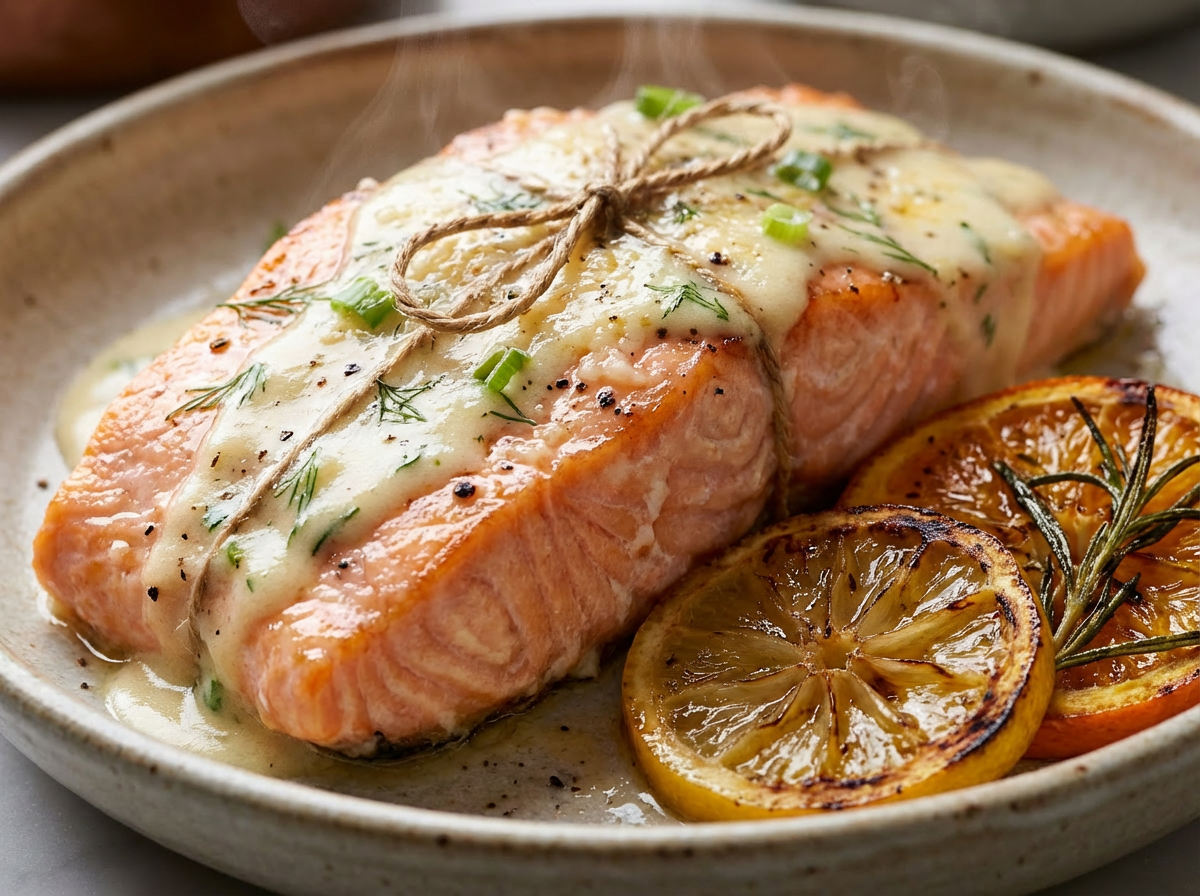Salmão Cítrico ao Creme de Parmesão e Ervas Finas