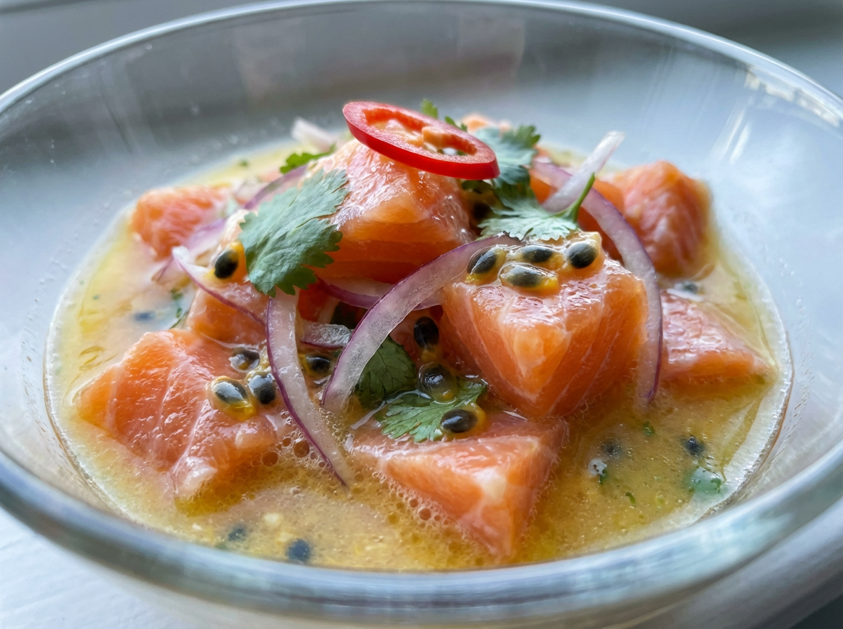 Ceviche de Salmão com Maracujá