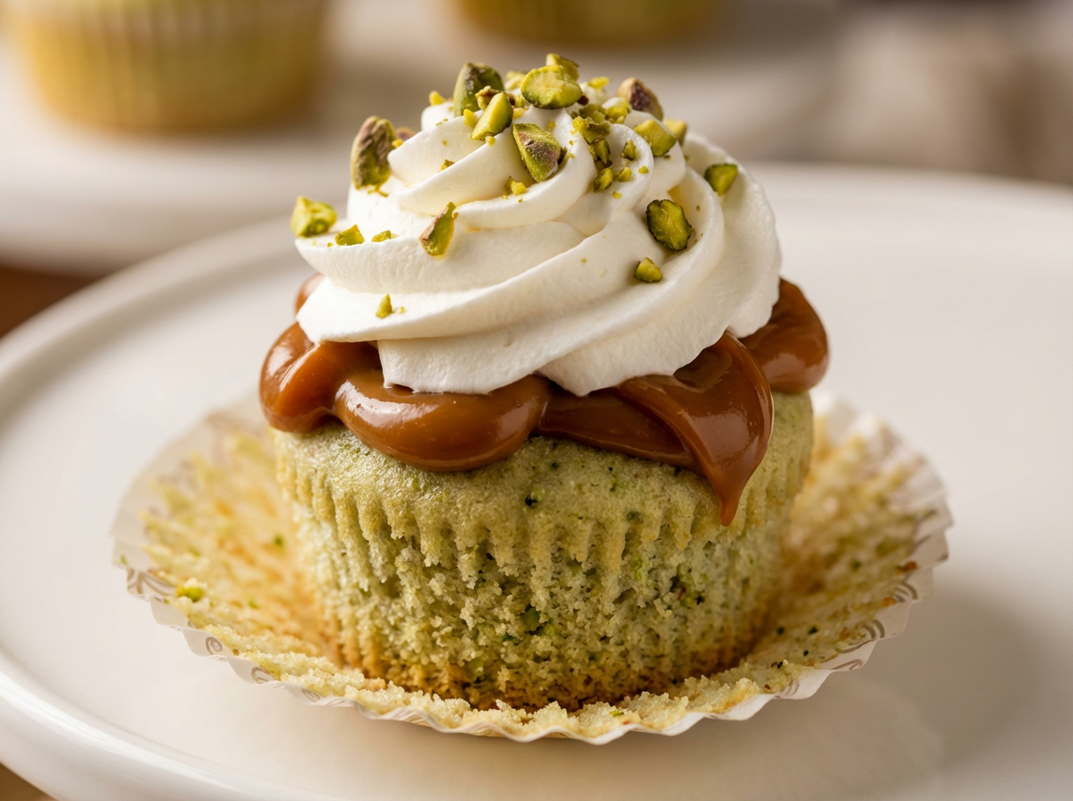 Cupcake de Pistache com Doce de Leite