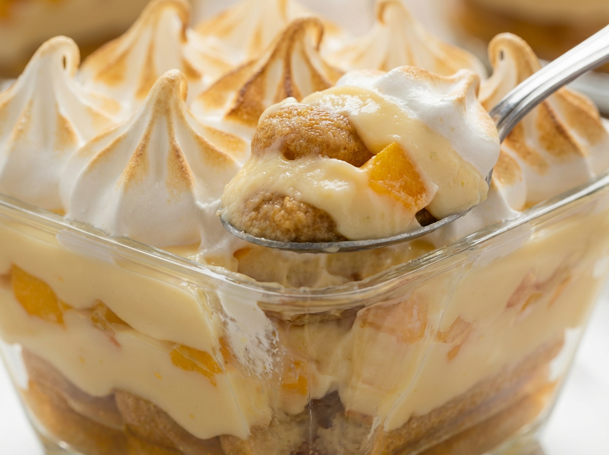 Pavê de Pêssego com Merengue